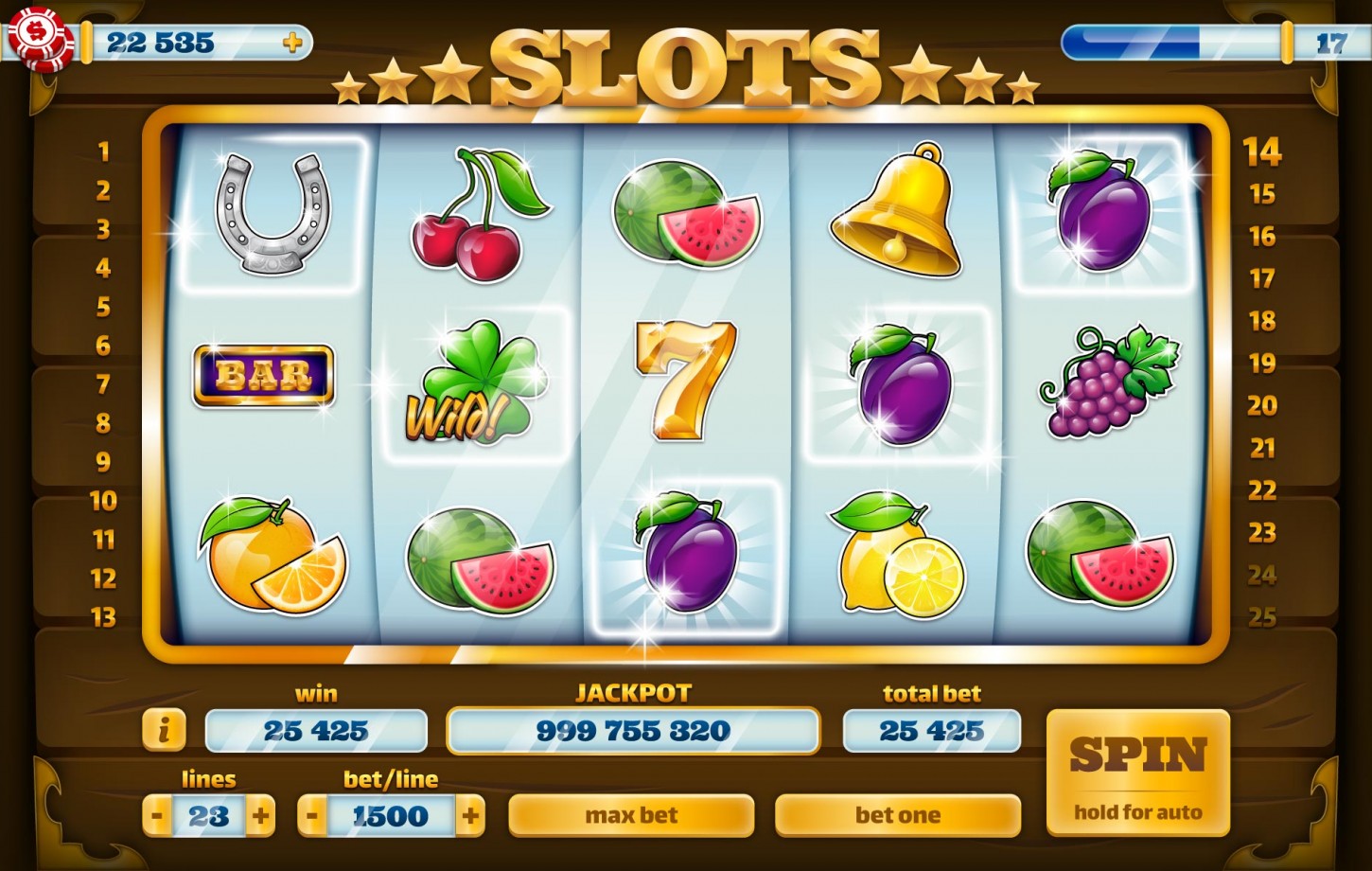 Slots Cassino UI Animated GUI Game Kit