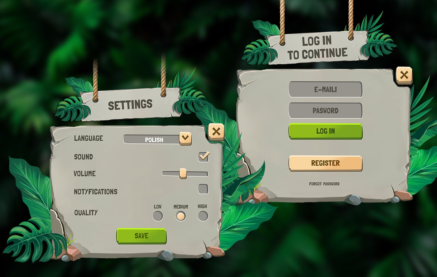 Stone & Jungle GUI / UI Kit