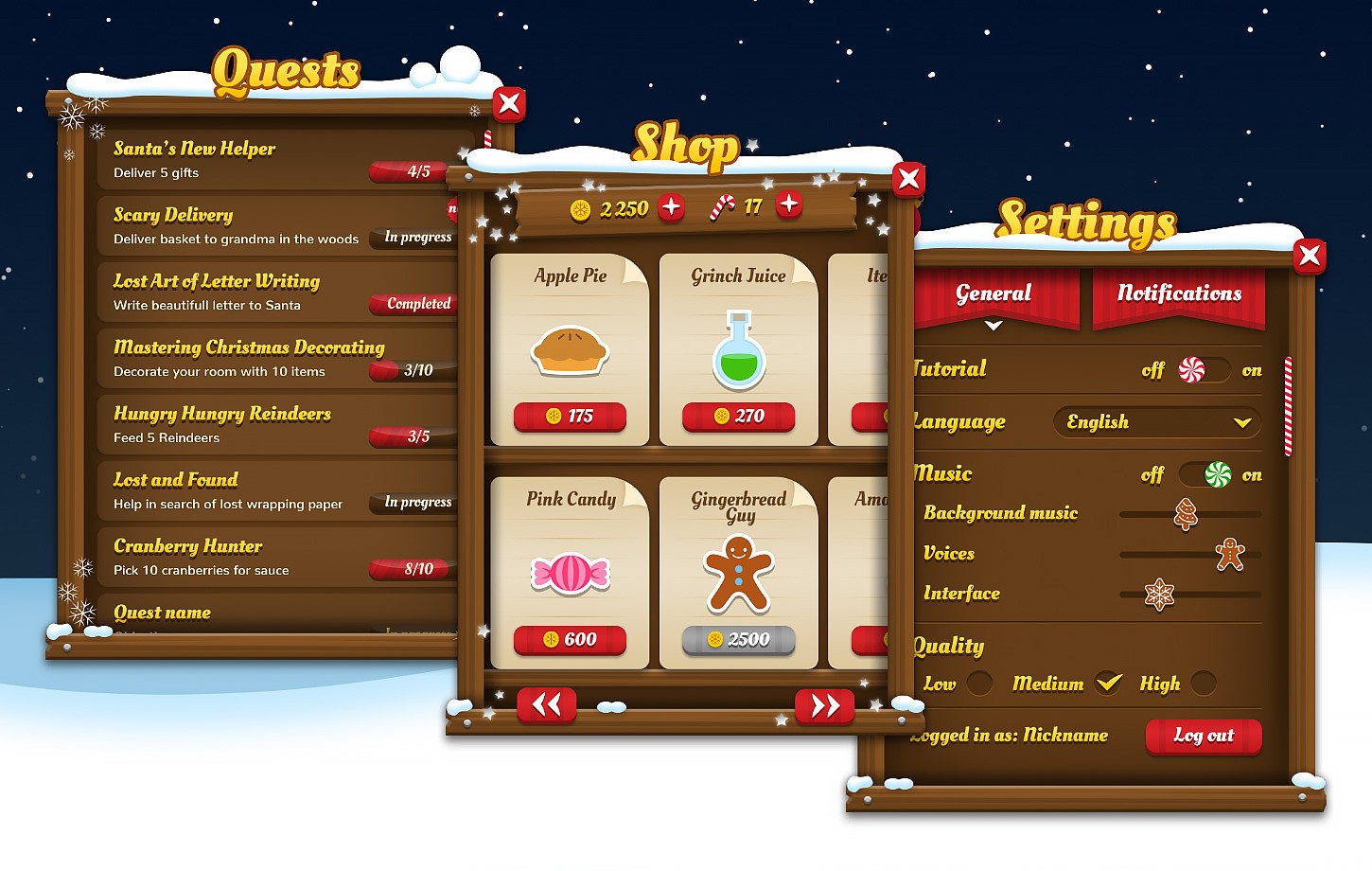 Christmas Winter GUI / UI Kit