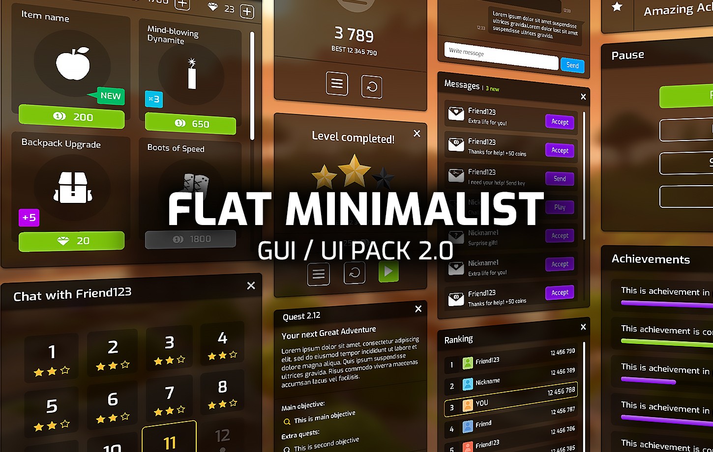 Flat Minimalist GUI / UI pack