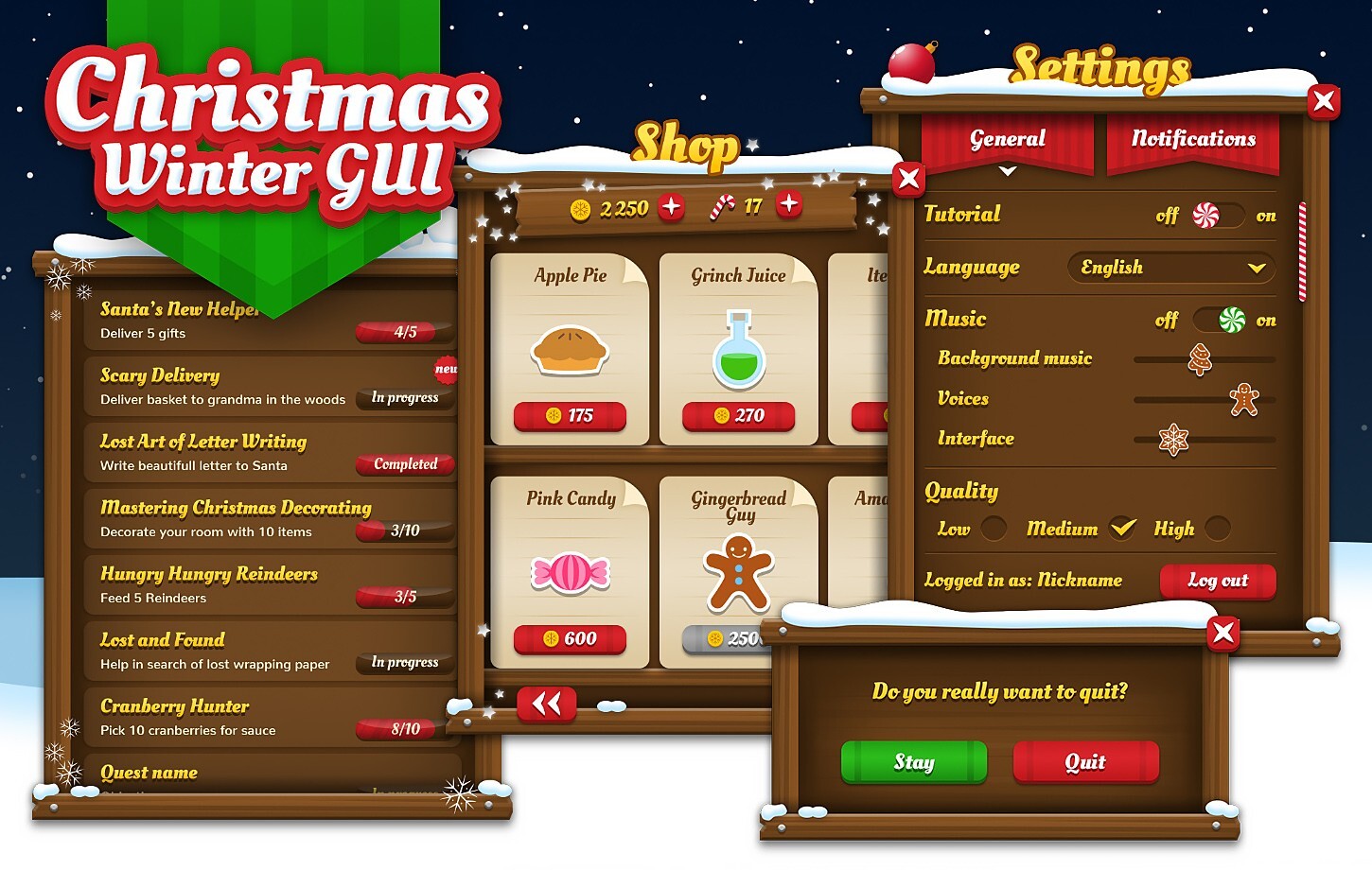 Christmas Winter GUI / UI Kit