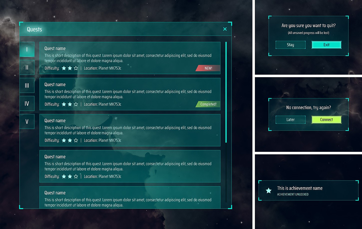 Sci-Fi, Space full GUI / UI Kit