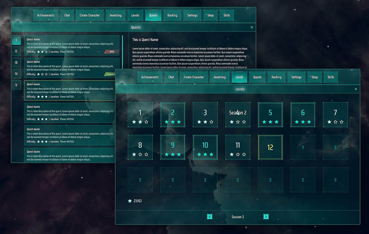 Sci-Fi, Space full GUI / UI Kit